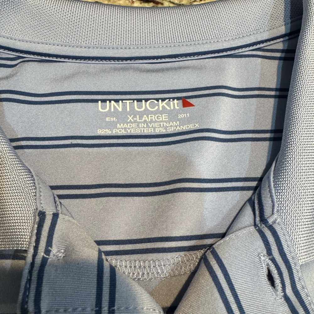 UNTUCKit Gray Striped Polo Shirt